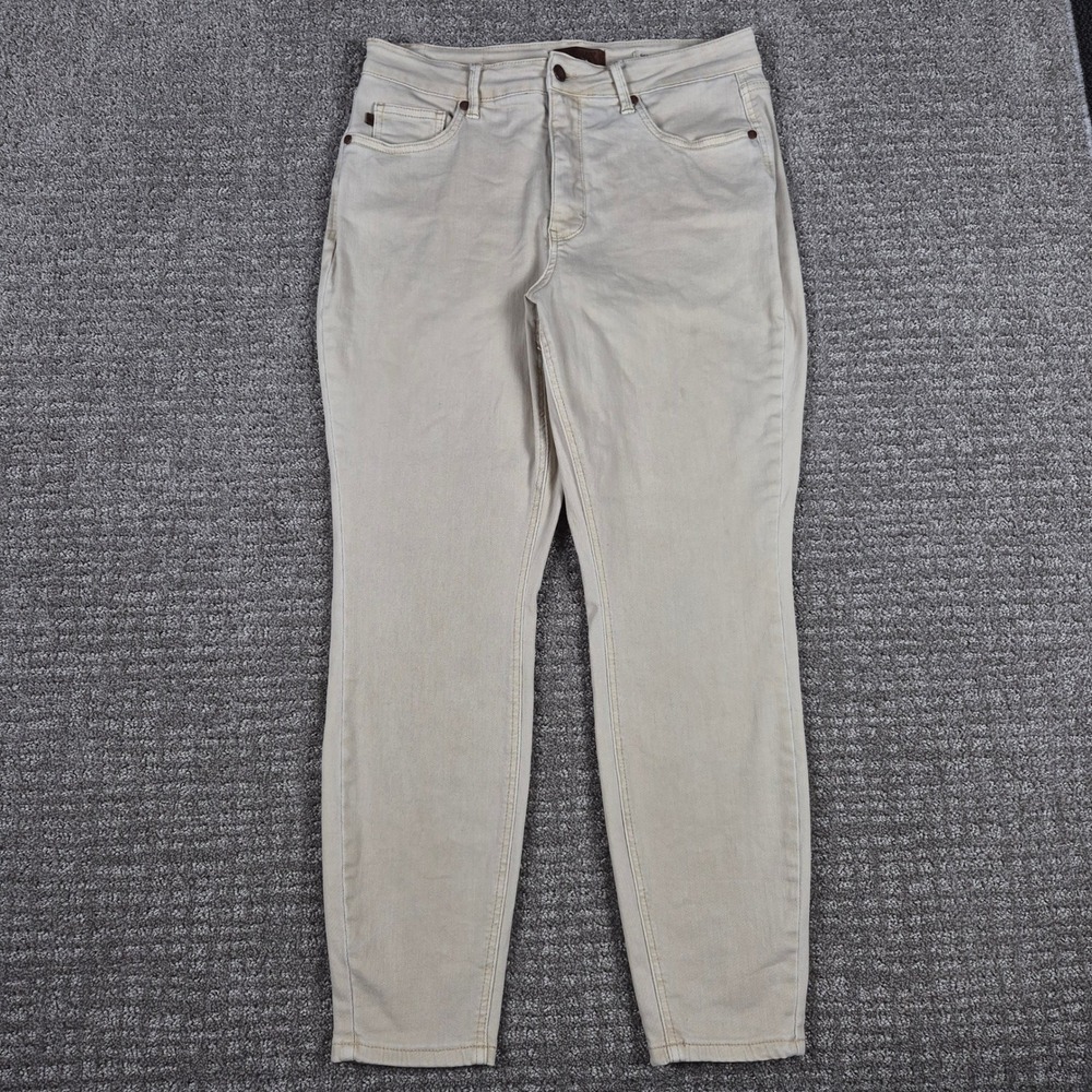Judy Blue Jeans Women 14W Beige Garment Dyed High Rise Skinny Stretch 32x28